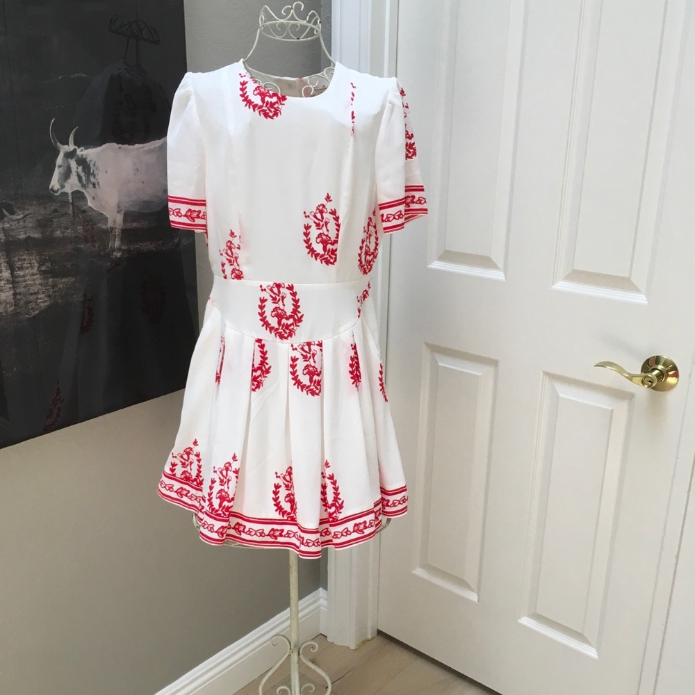 NWOT Brilliant White Midi Dress & red detailing